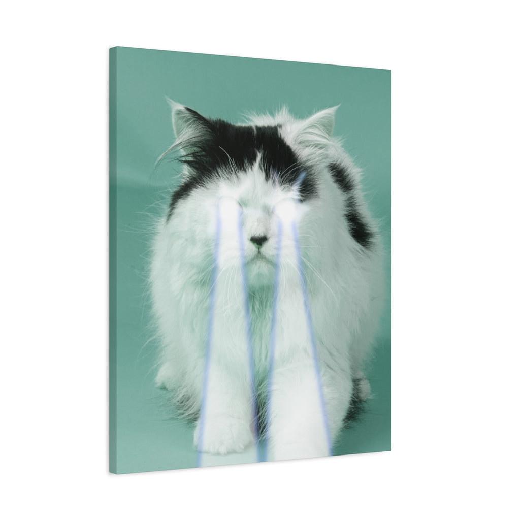 Laser Cat Canvas Wall Art - Funny Sci-Fi Space Feline Decor