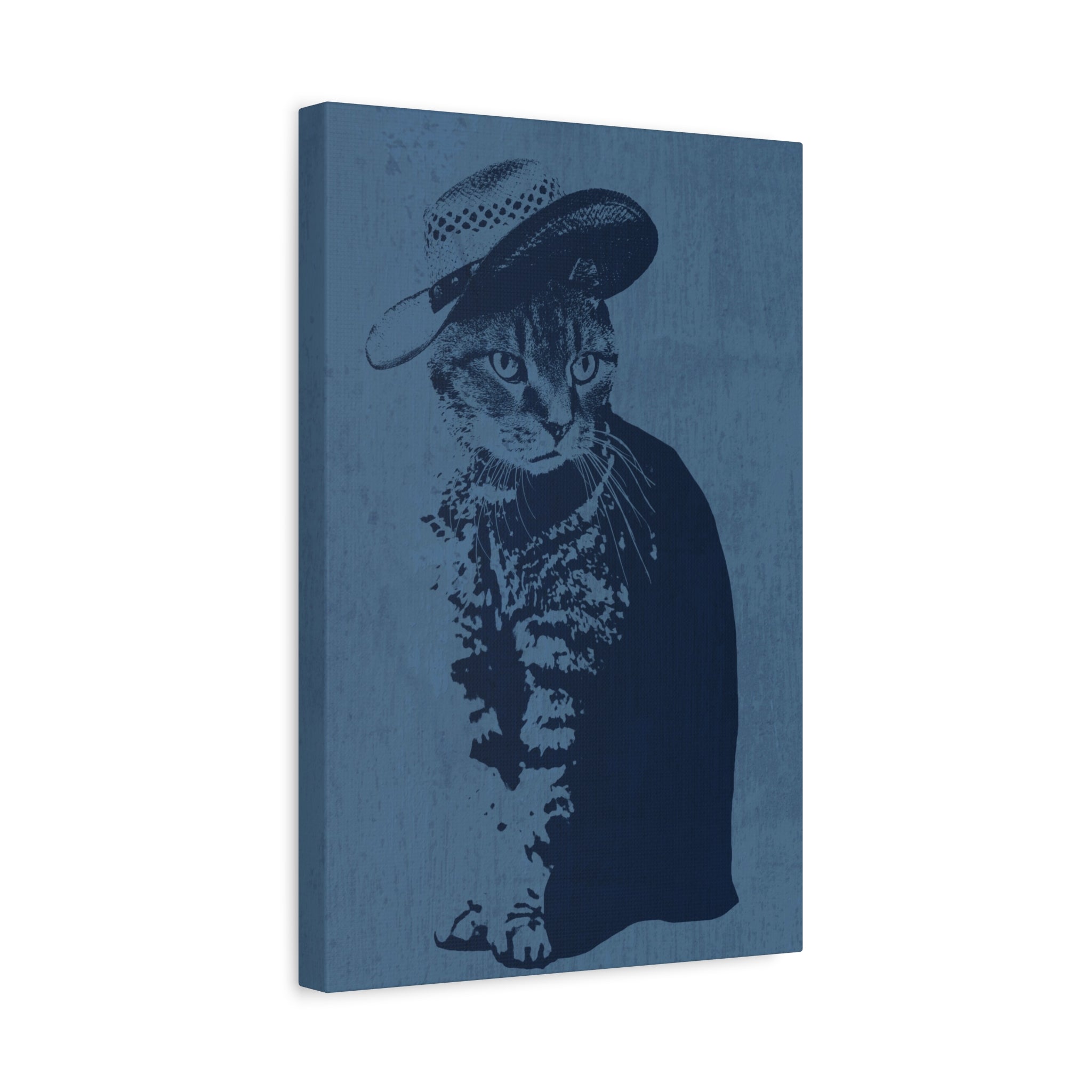 Grey Tabby Cat Canvas Wall Art - Cute Pet Portrait Decor