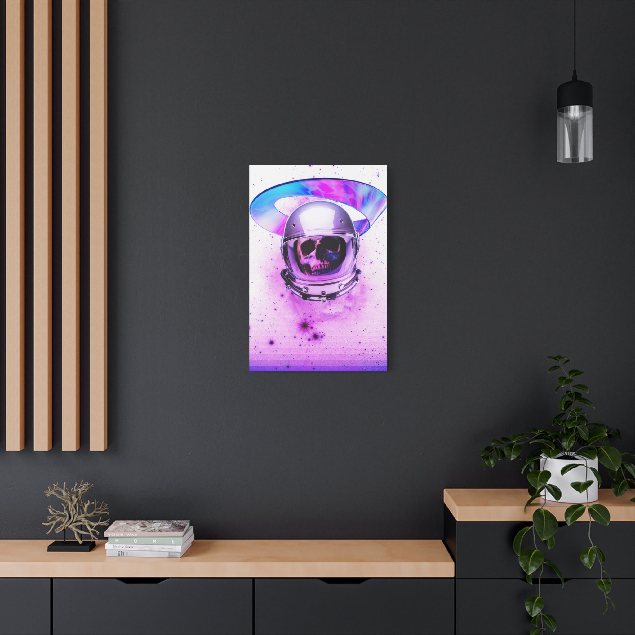 Astronaut Skeleton Skull Canvas Wall Art - Dark Space Skull Decor