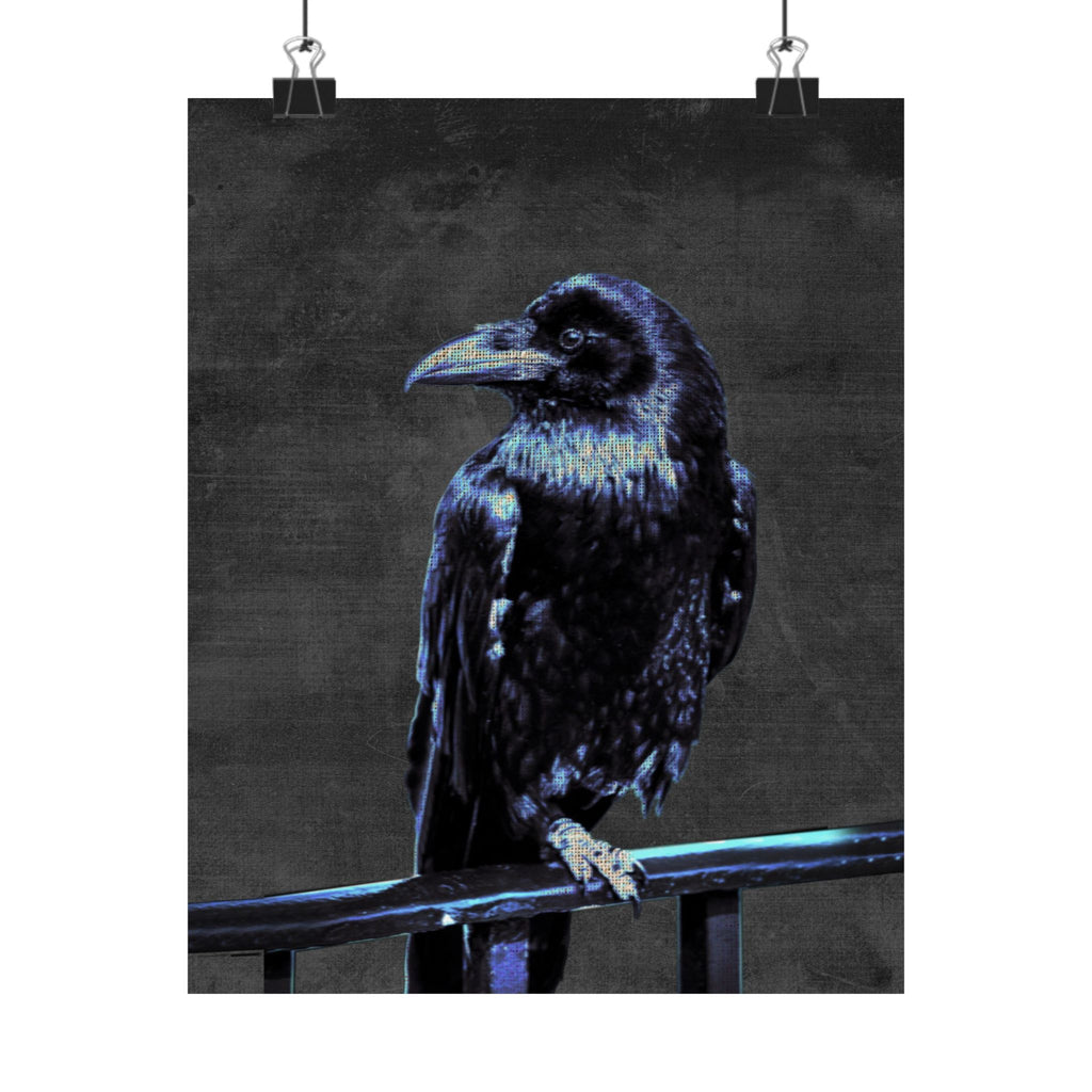 Blue Crow Poster Print - Surreal Raven Bird Art