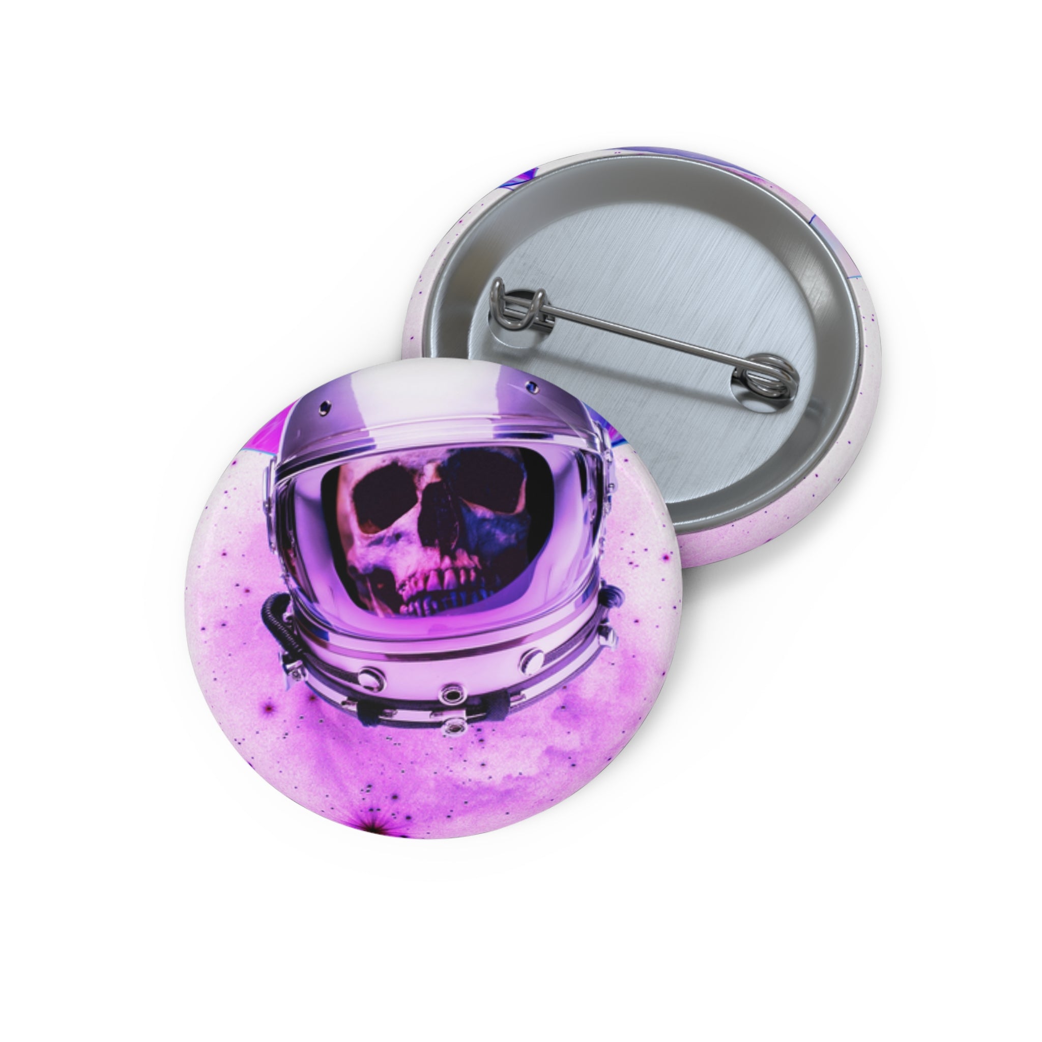 Astronaut Skeleton Skull Pin - Dark Space Art Button