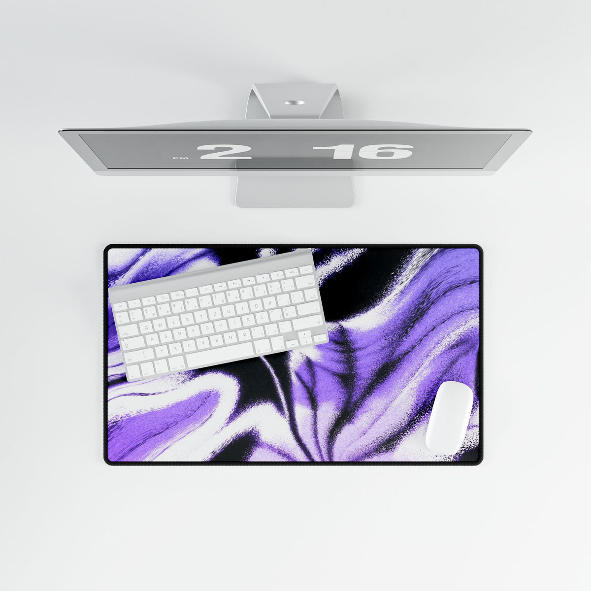 Purple Night Desk Mat - Swirling Black Abstract Mouse Pad