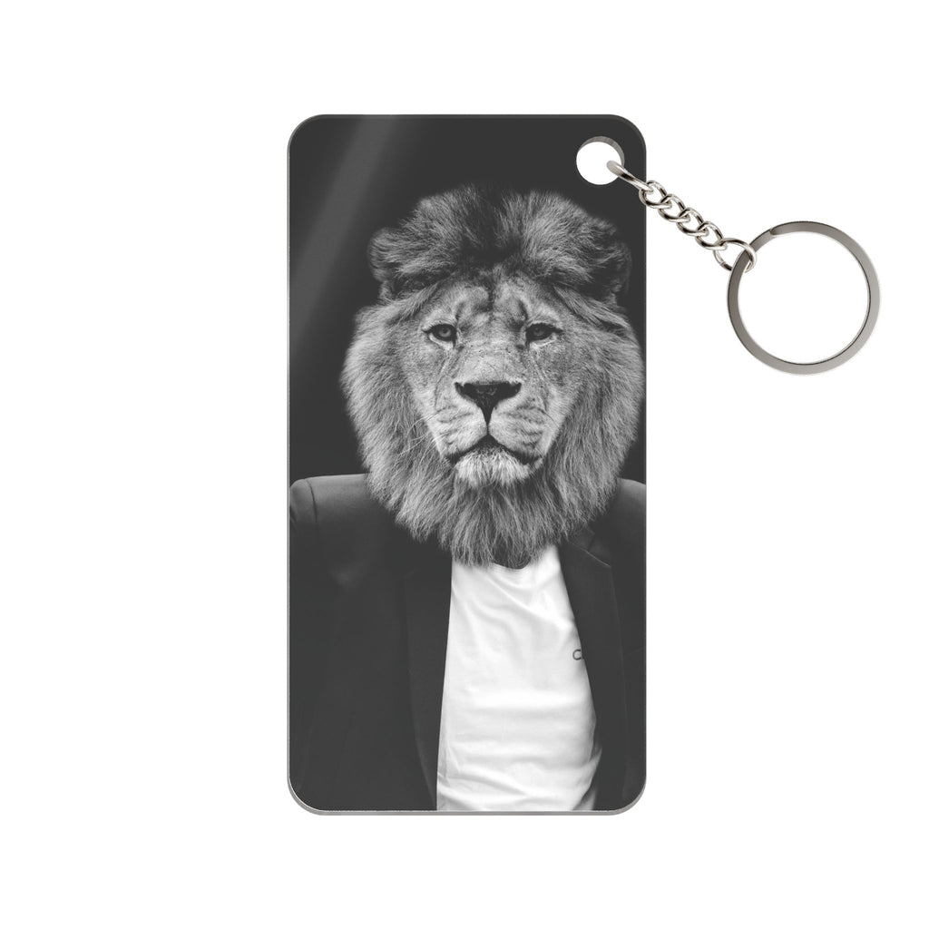 Lion in a Suit Keychain - Quirky Animal Acrylic Charm