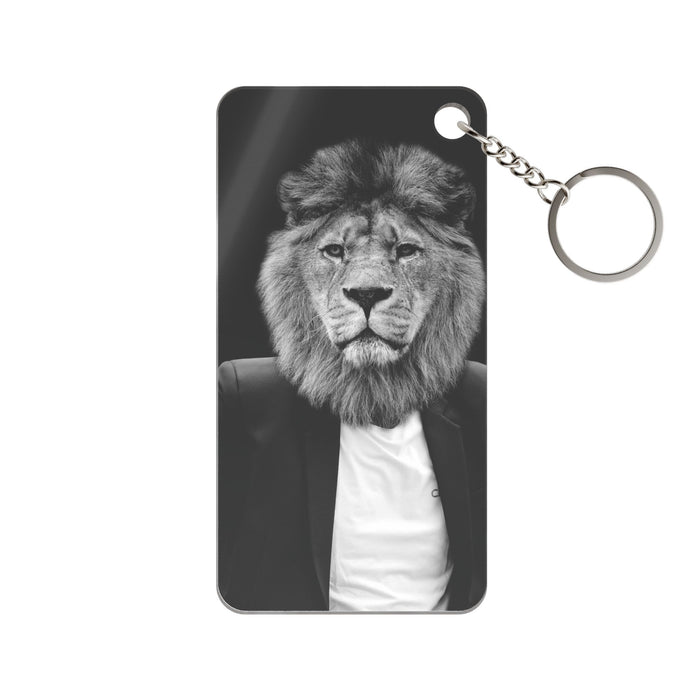 Lion in a Suit Keychain - Quirky Animal Acrylic Charm