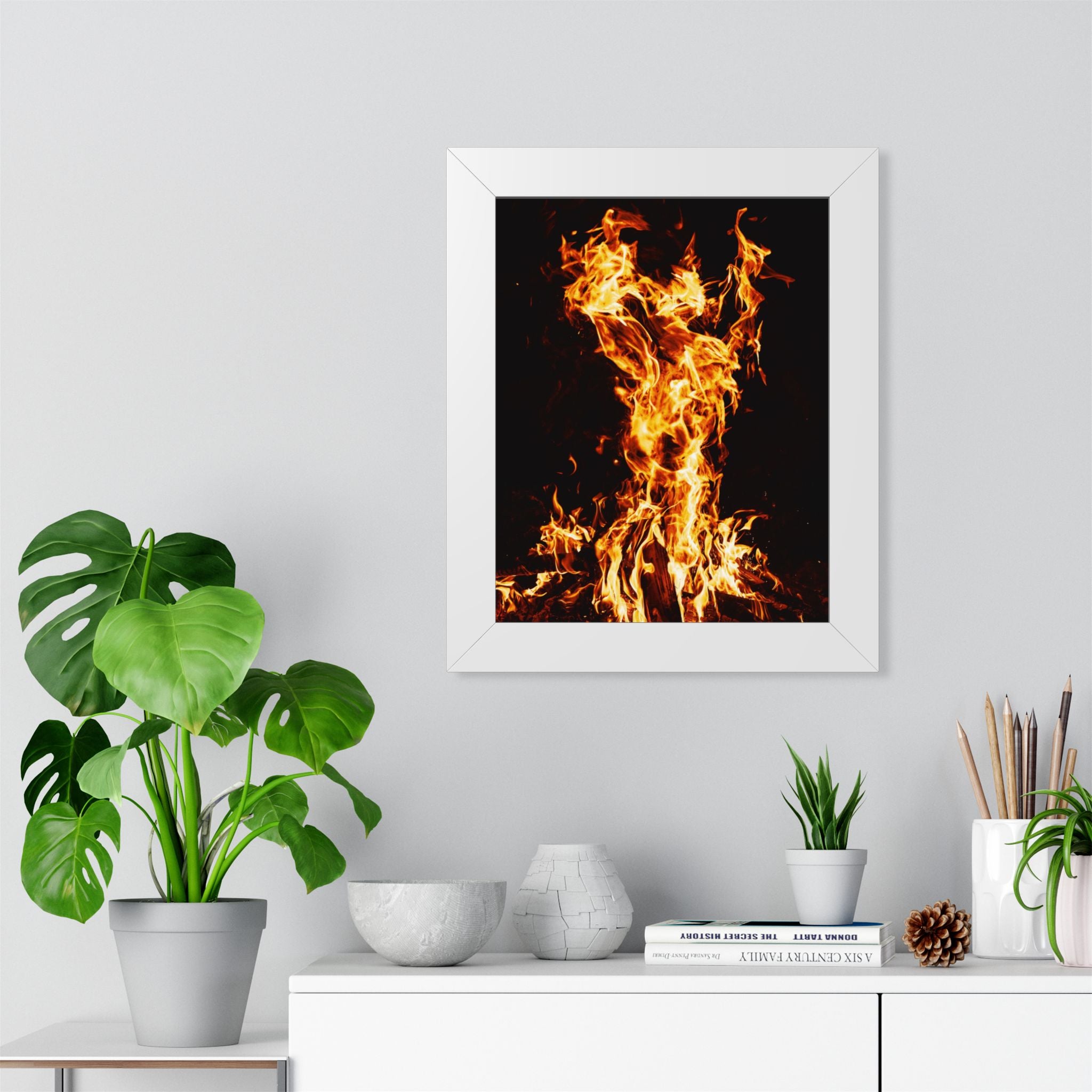 Phoenix Fire Framed Poster - Mythical Fire Bird Wall Art