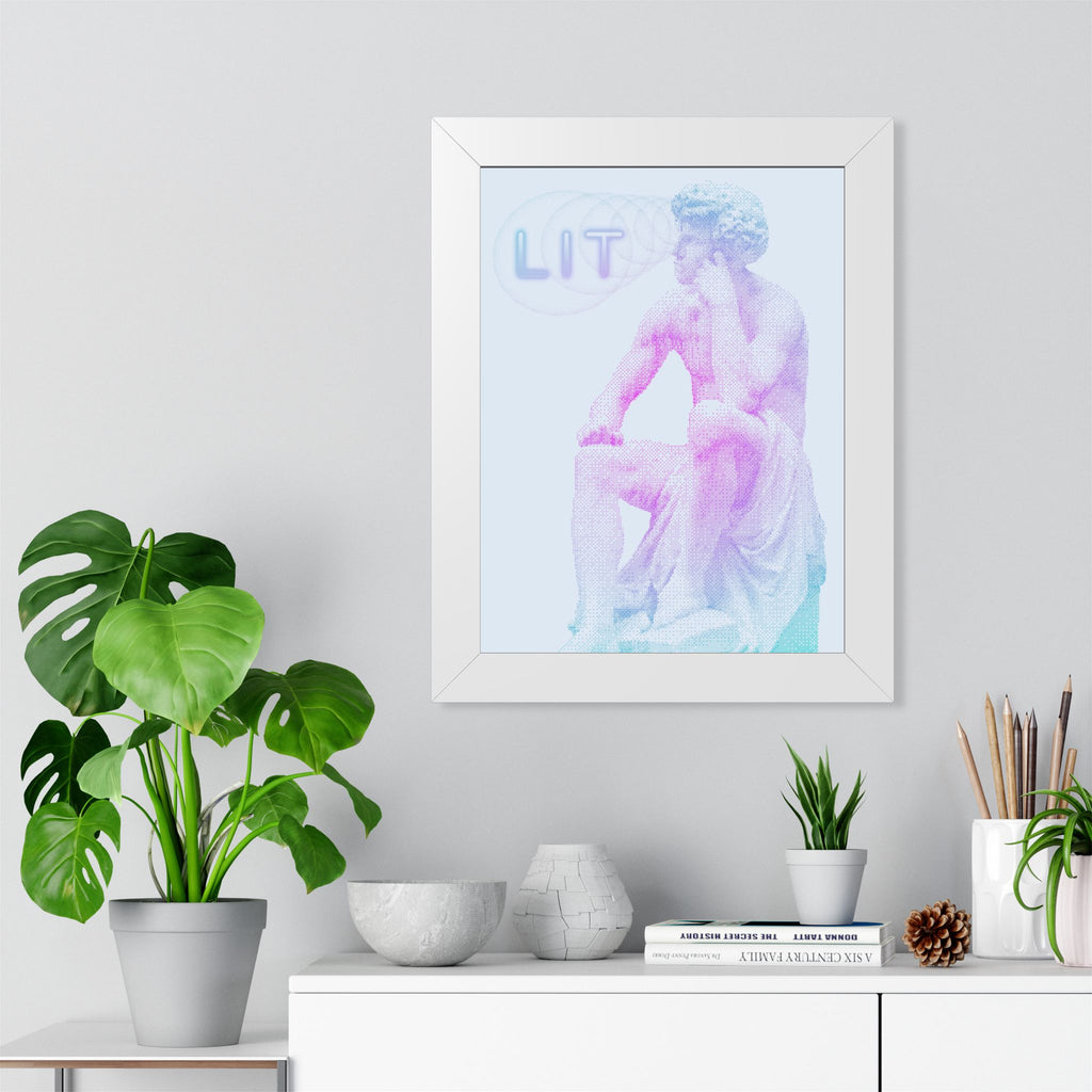 Lit Thinker Framed Poster - Psychedelic Abstract Portrait Wall Art