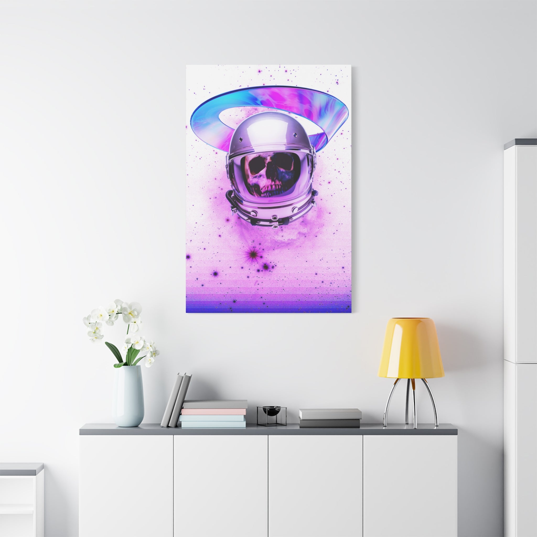 Astronaut Skeleton Skull Canvas Wall Art - Dark Space Skull Decor