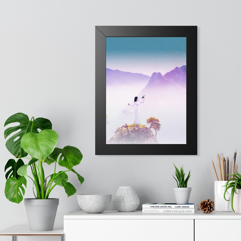 Mountain Spirit Framed Poster - Misty Landscape Nature Wall Art