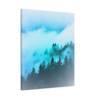Blue Mountain Fog Canvas Wall Art - Misty Forest Nature Decor