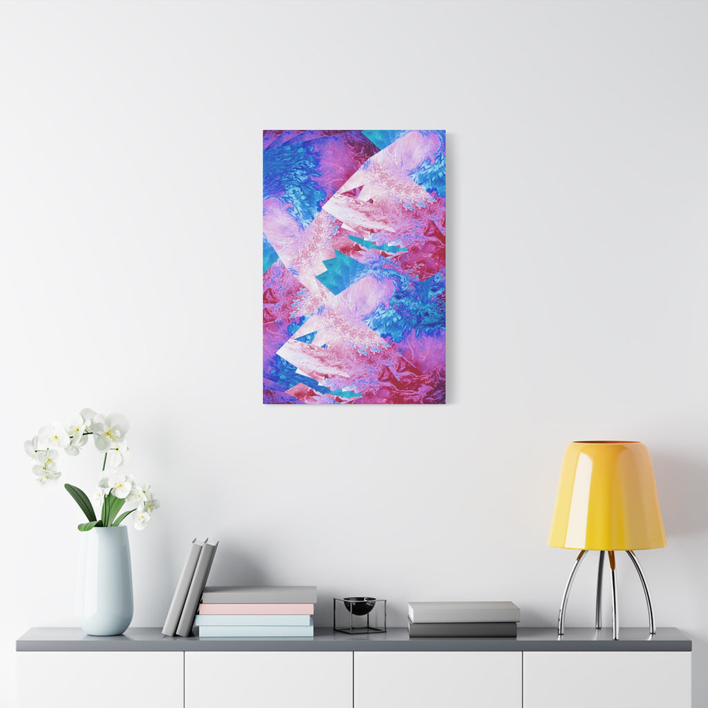 Trippy Pink and Blue Fractal Canvas Art | Surreal Abstract Sacred Geometry Wall Decor