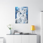 Frost Owl Canvas Wall Art - Winter Animal Fantasy Nature Decor