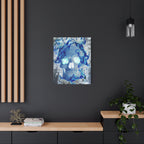 Blue Flame Skull Gothic Canvas Art - Edgy Fire Skeleton Decor