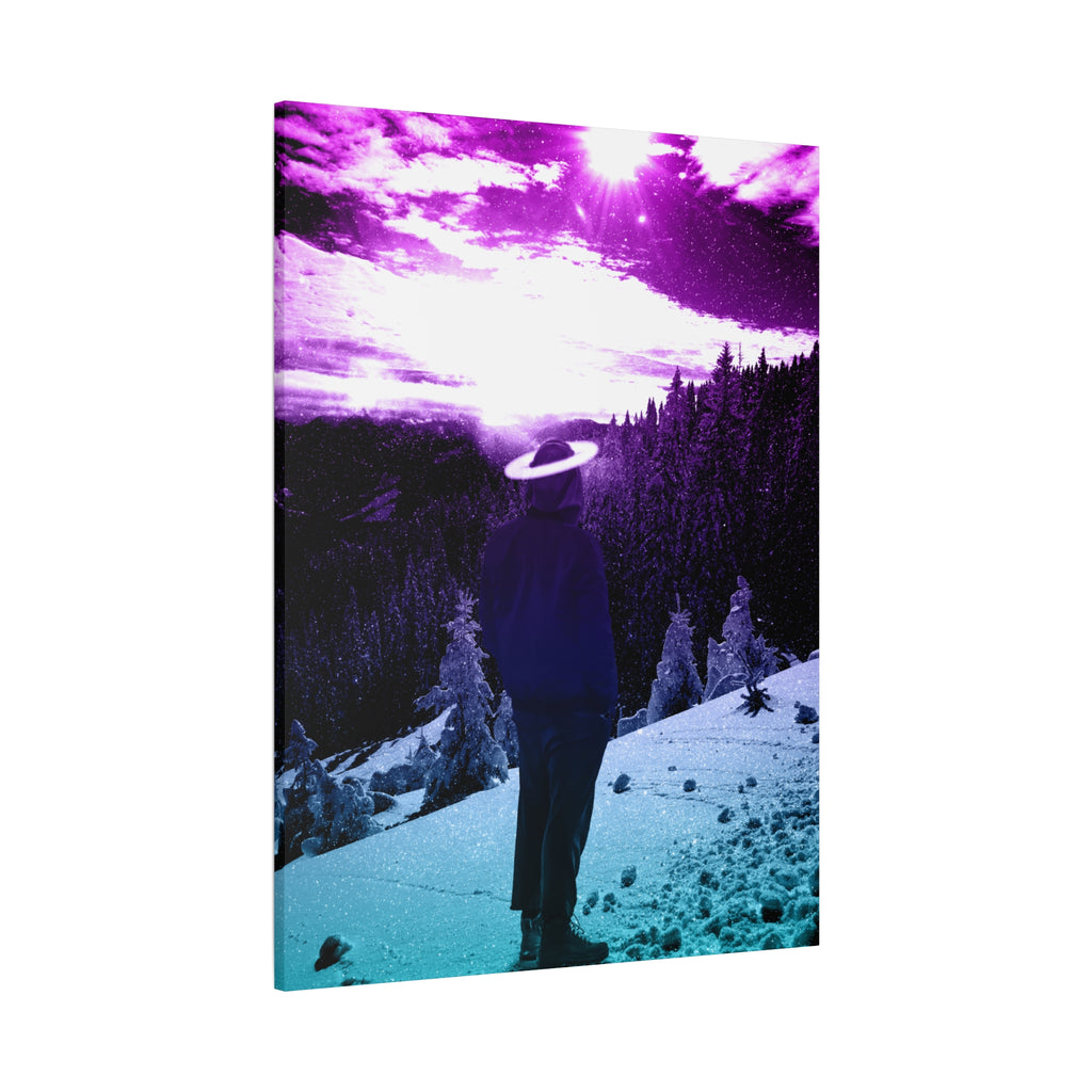 Winter Aurora Light Snowy Forest Canvas Art | Northern Lights Arctic Landscape Wall Decor