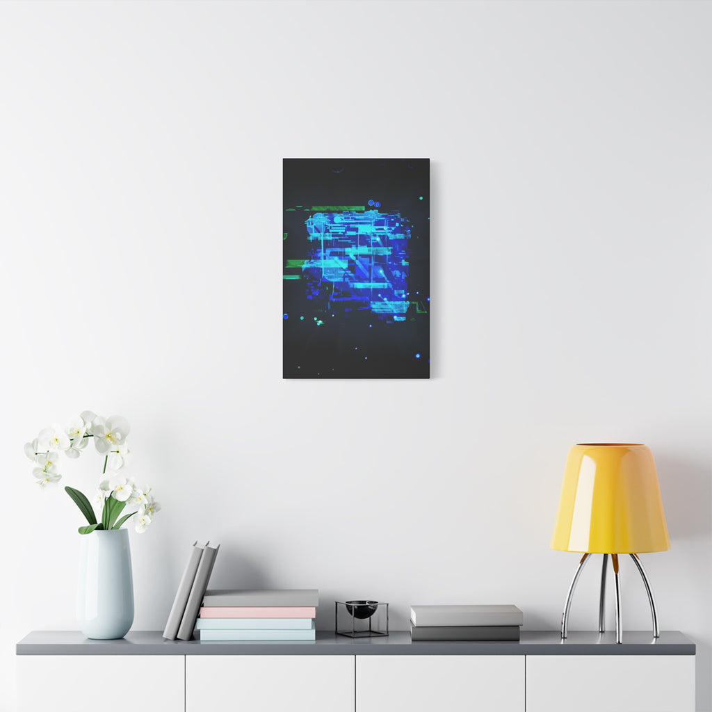 The Data Cube Sci-Fi Cyberpunk Canvas Art | Abstract Tech Futuristic Digital Wall Decor