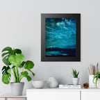 Serene Blue Sunrise Framed Poster - Calm Lake Landscape Wall Art
