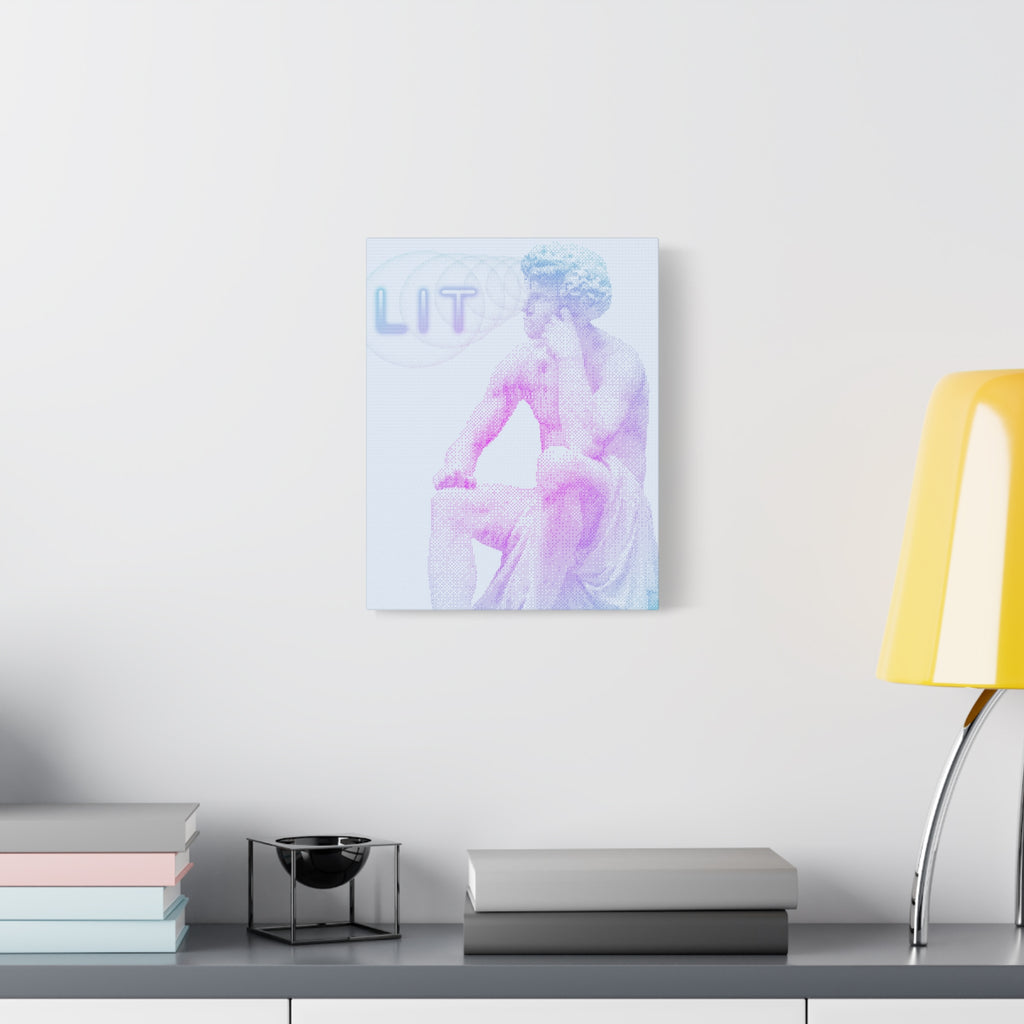 Lit Thinker Canvas Wall Art - Psychedelic Abstract Portrait Decor