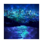 Cosmic Frosted City Skyline Poster Print - Galactic Cityscape