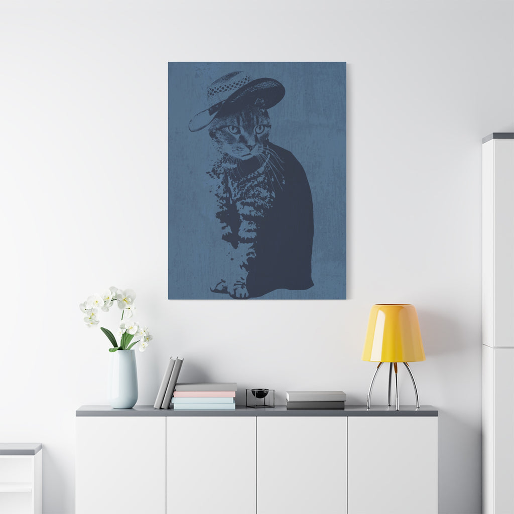 Grey Tabby Cat Canvas Wall Art - Cute Pet Portrait Decor