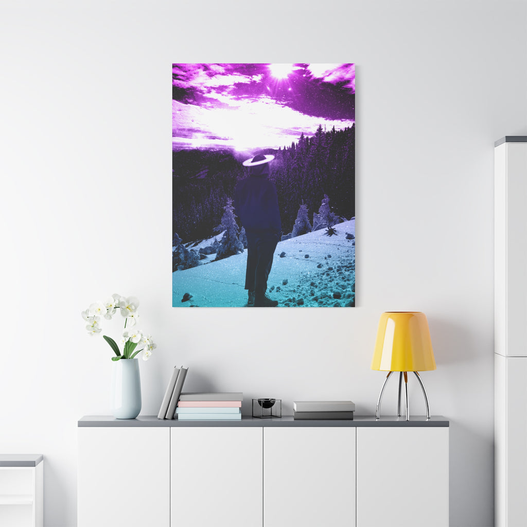 Winter Aurora Light Snowy Forest Canvas Art | Northern Lights Arctic Landscape Wall Decor