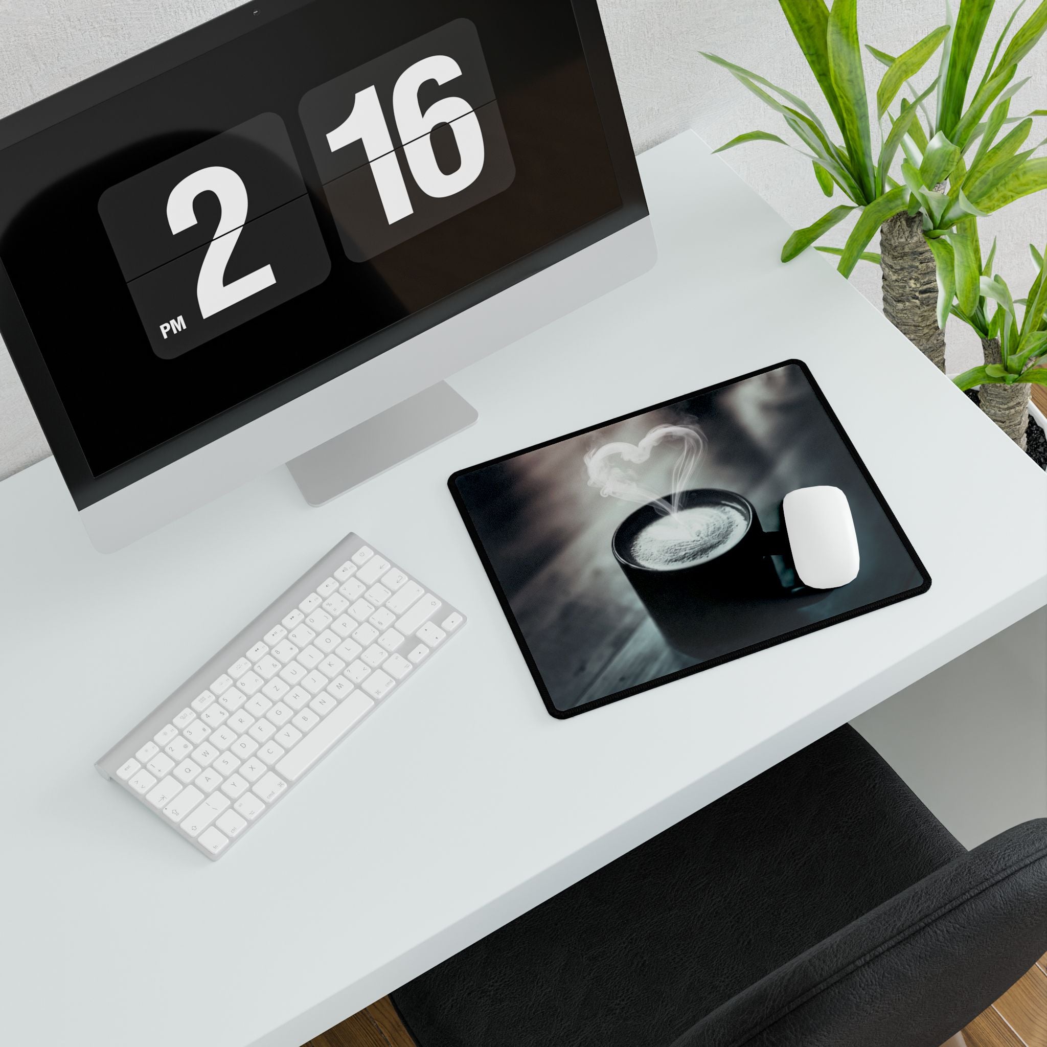 Coffee Love Latte Heart Desk Mat - Cafe Aesthetic Mouse Pad