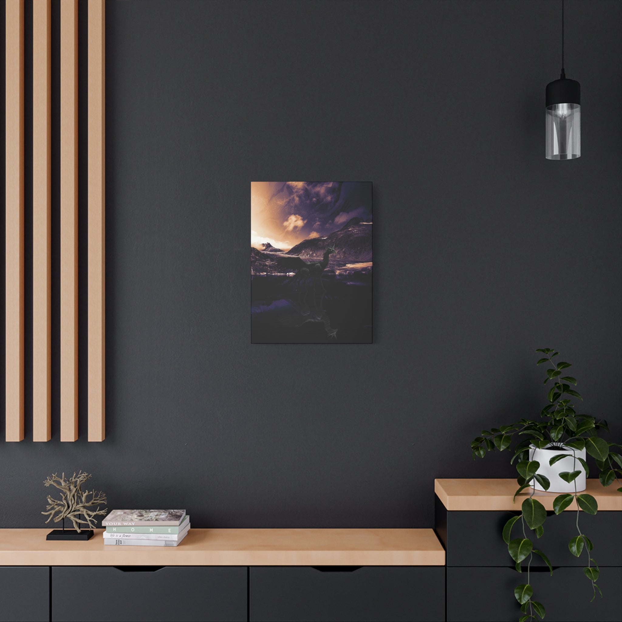 Baby Winged Dragon Canvas Wall Art - Fantasy Creature Decor