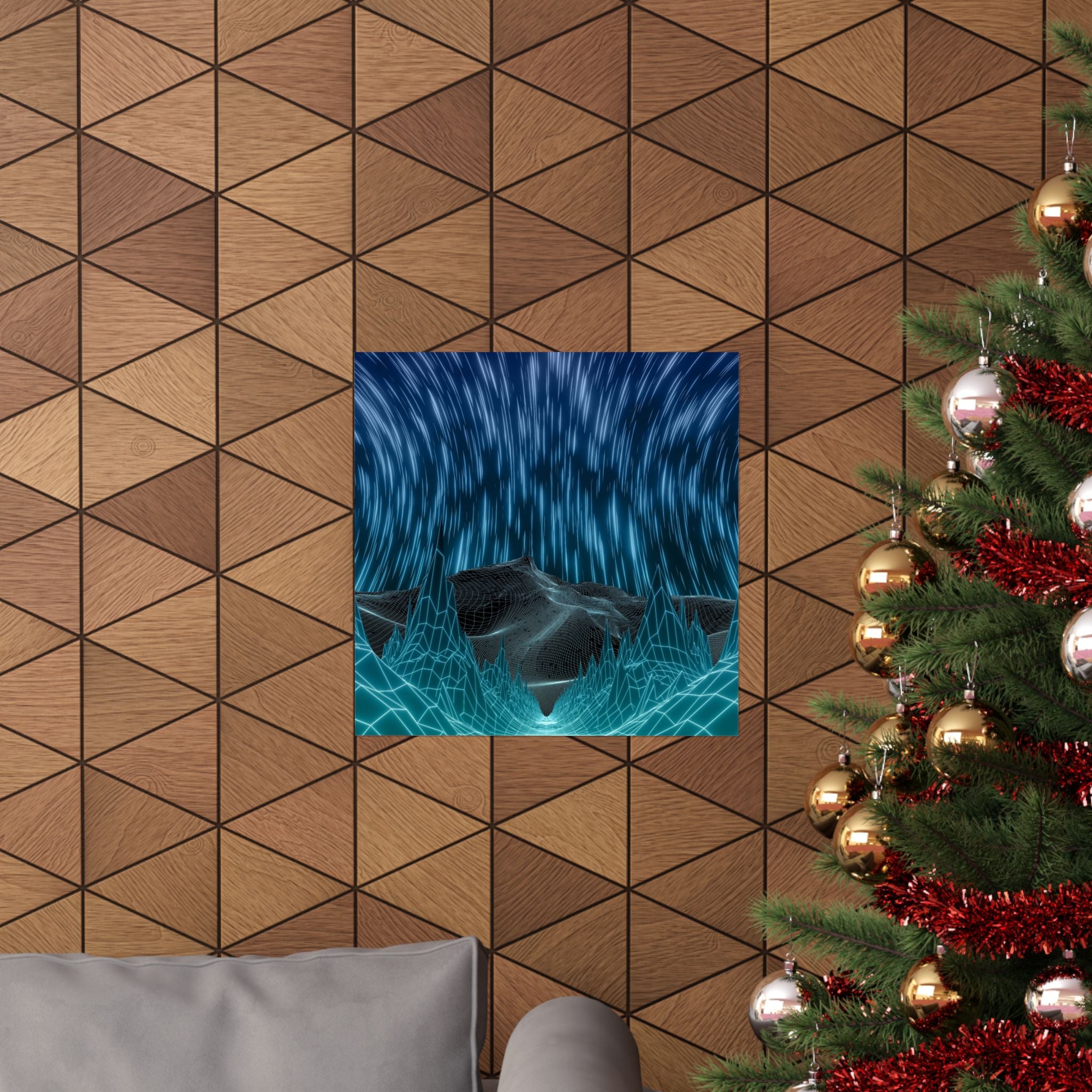 Cyber Wave Escape Poster Print - Synthwave Neon Grid Art