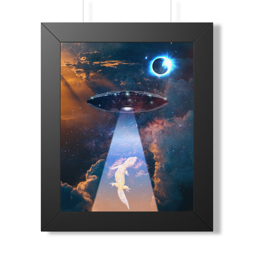 Space Lizards Framed Poster - Lizard Ufo Wall Art