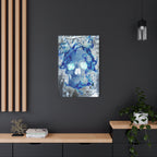 Blue Flame Skull Gothic Canvas Art - Edgy Fire Skeleton Decor