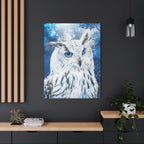 Frost Owl Canvas Wall Art - Winter Animal Fantasy Nature Decor