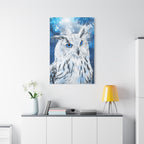 Frost Owl Canvas Wall Art - Winter Animal Fantasy Nature Decor