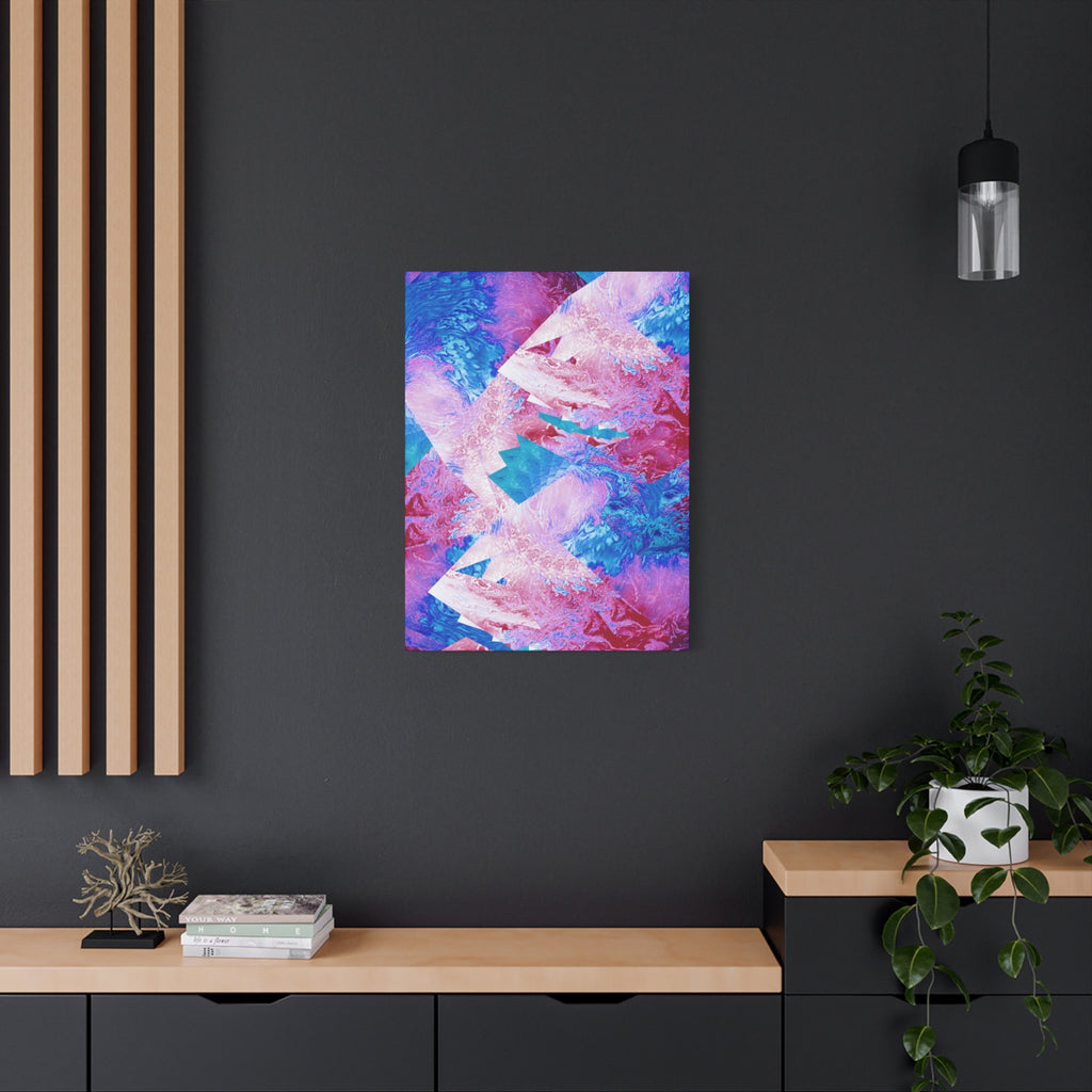 Trippy Pink and Blue Fractal Canvas Art | Surreal Abstract Sacred Geometry Wall Decor