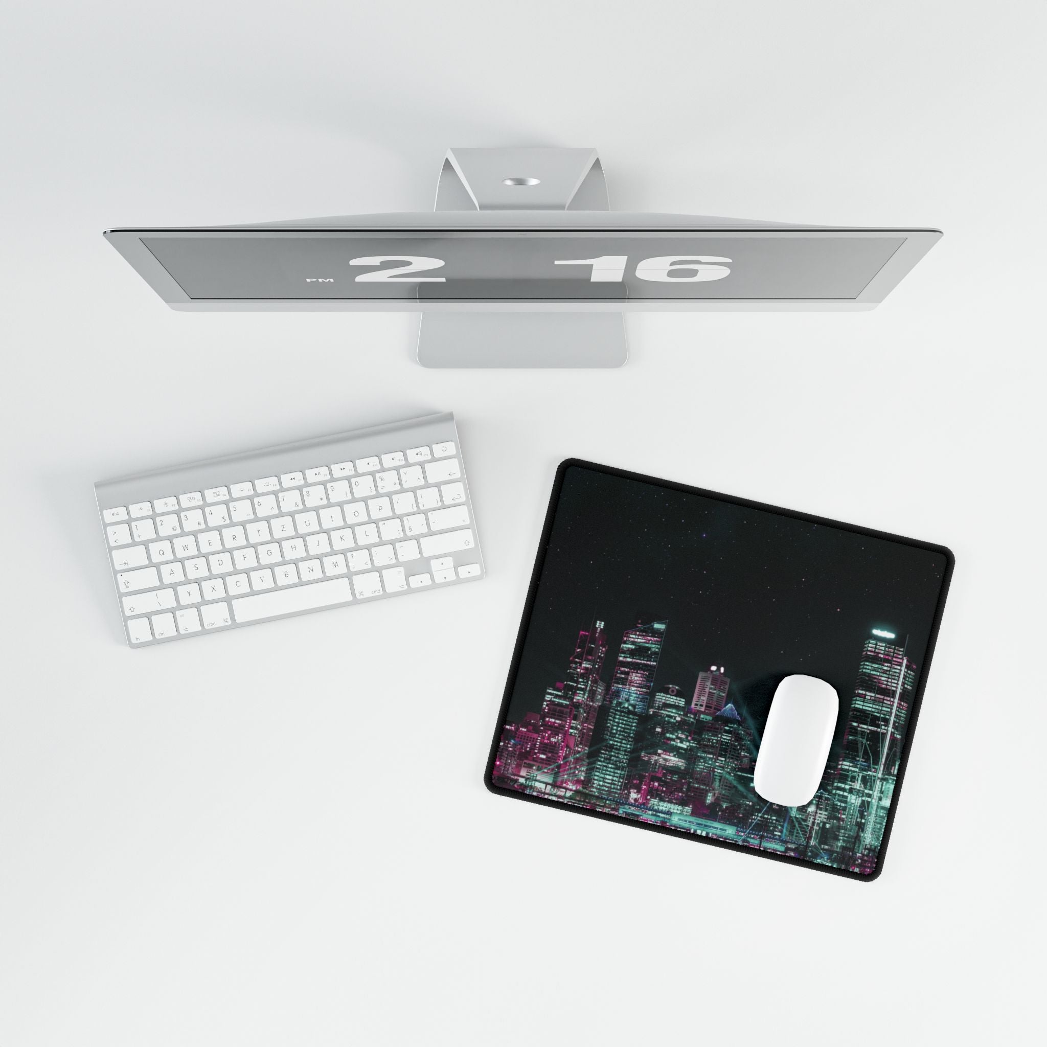 Cyberpunk Harbor Buildings Neon Gaming Desk Mat