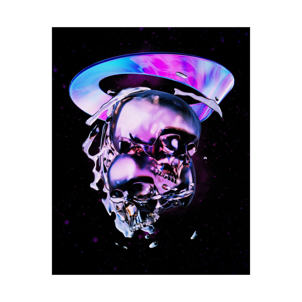 Melted Skeleton Skulls Poster Print - Gothic Cosmic Skull Art