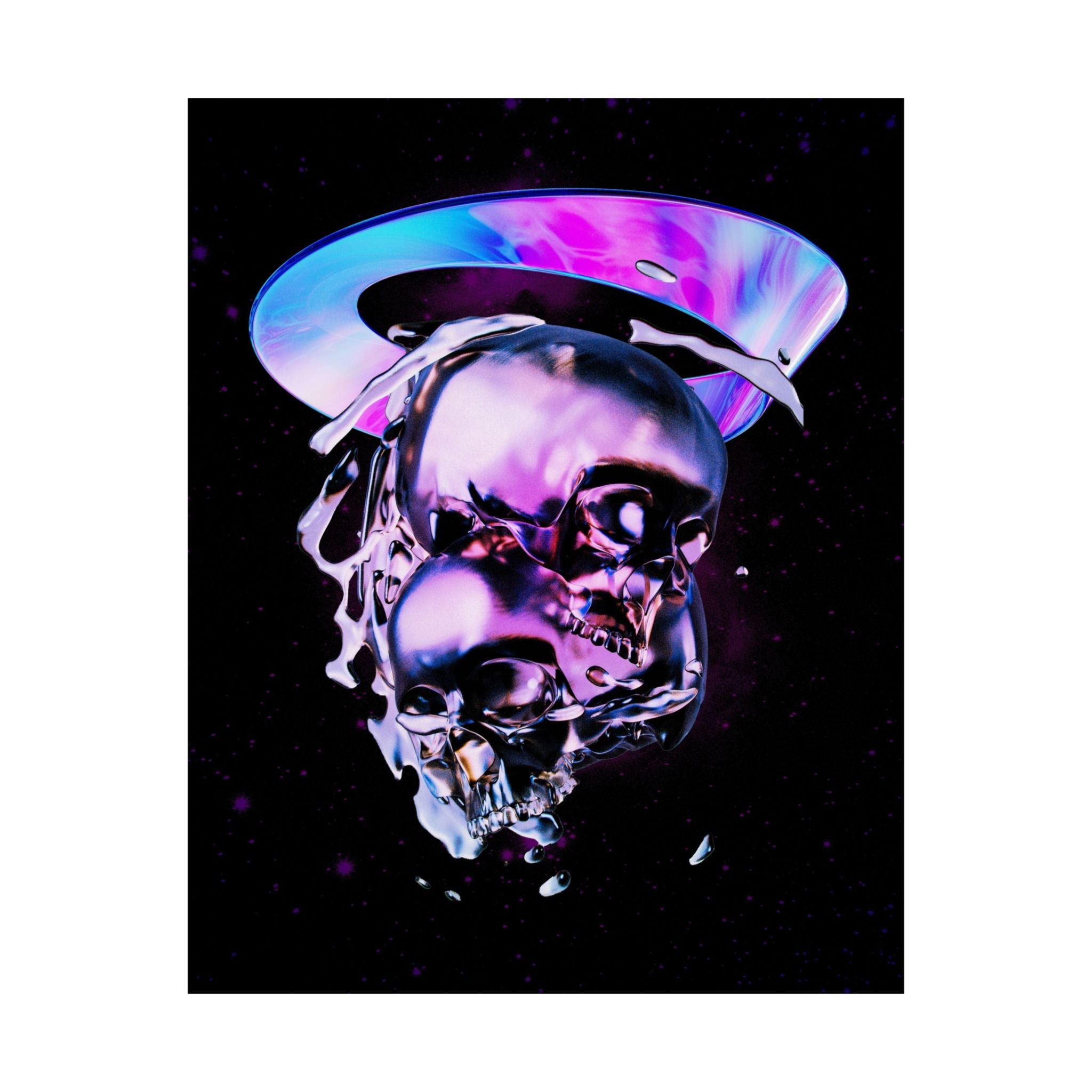 Melted Skeleton Skulls Poster Print - Gothic Cosmic Skull Art