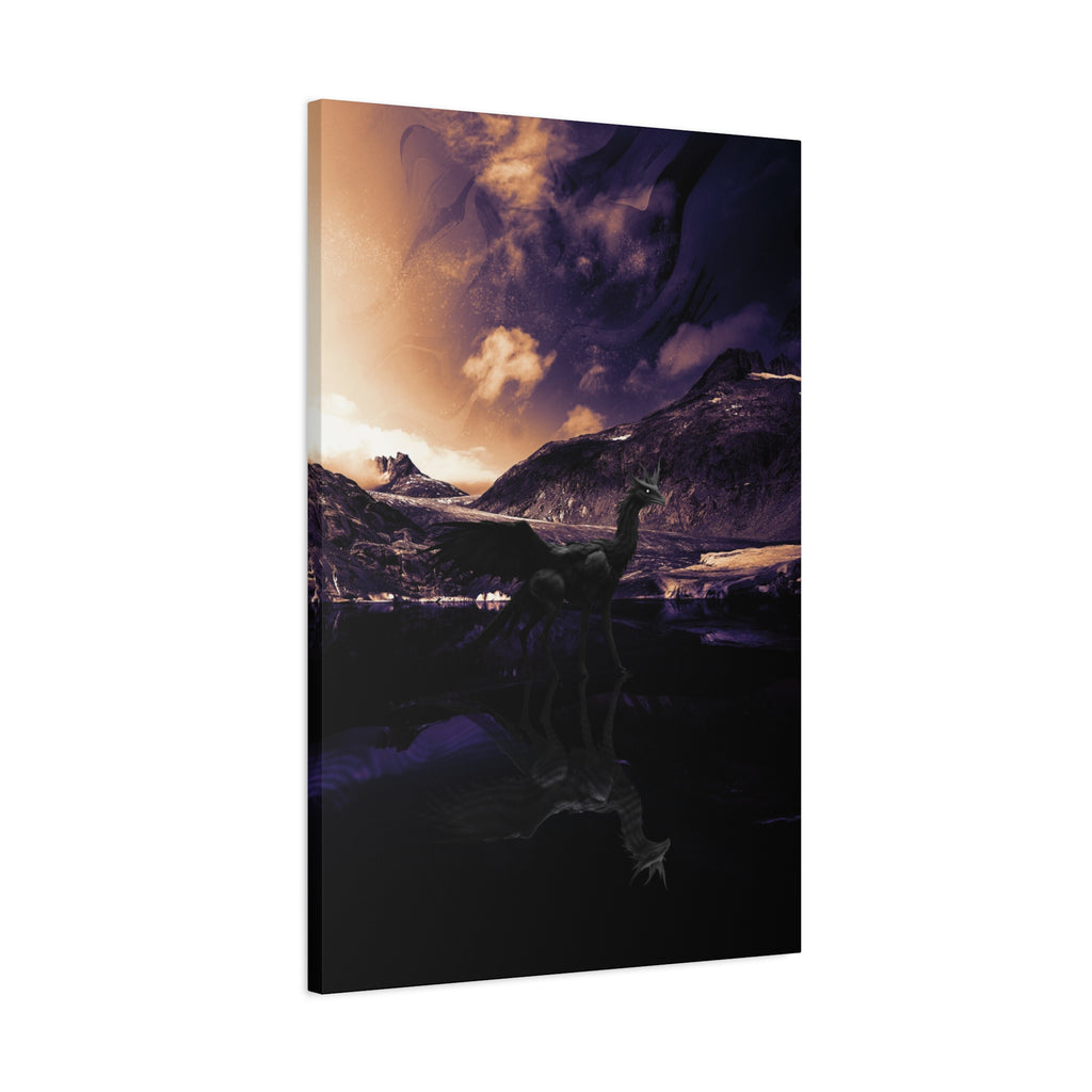 Baby Winged Dragon Canvas Wall Art - Fantasy Creature Decor