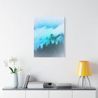 Blue Mountain Fog Canvas Wall Art - Misty Forest Nature Decor