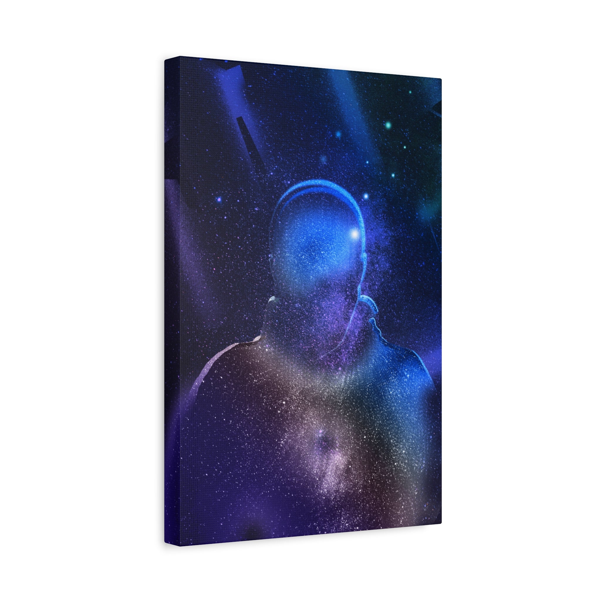 Figure in Space Canvas Wall Art - Cosmic Silhouette Decor