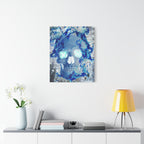 Blue Flame Skull Canvas Wall Art - Gothic Dark Fantasy Decor