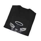 Modern Angel Graphic Tee - Black & White Geometric Wings Shirt