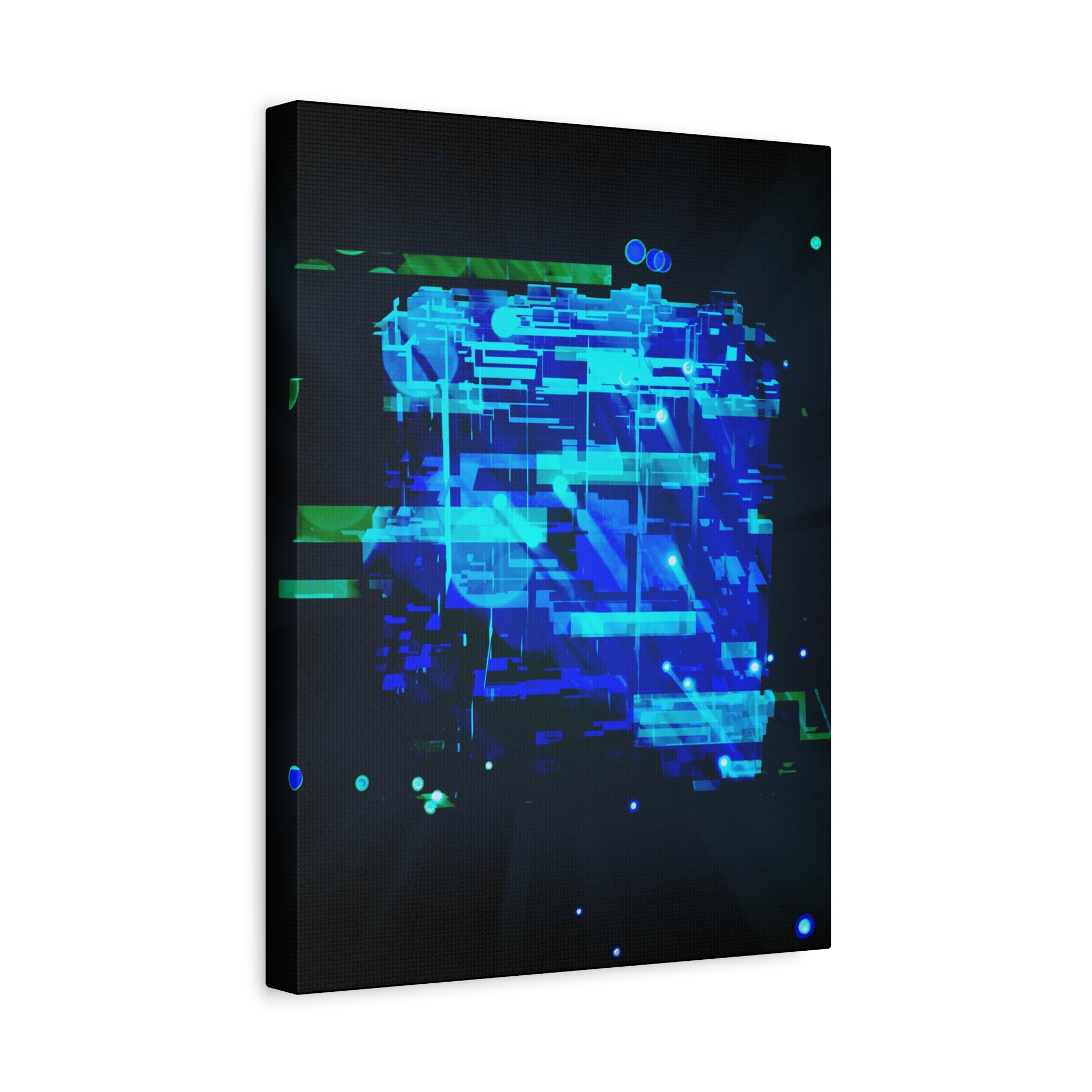 The Data Cube Sci-Fi Cyberpunk Canvas Art | Abstract Tech Futuristic Digital Wall Decor