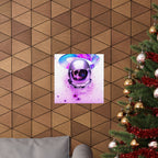 Astronaut Skeleton Skull Poster Print - Neon Space Skull Art