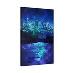 Cosmic Frosted City Canvas Wall Art - Winter Cityscape Decor