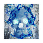Blue Flame Skull Poster Print - Gothic Fire Skull Art