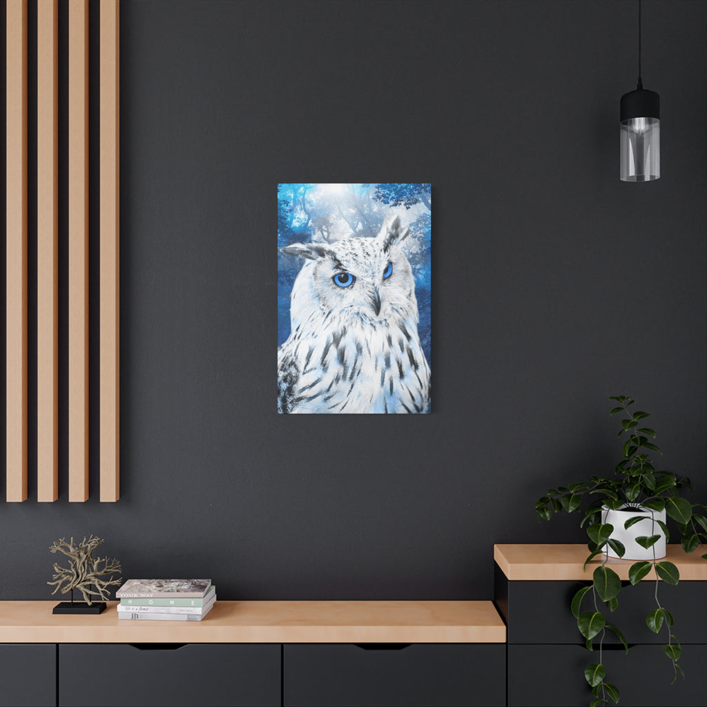 Frost Owl Canvas Wall Art - Winter Animal Fantasy Nature Decor
