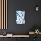 Frost Owl Canvas Wall Art - Winter Animal Fantasy Nature Decor