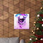 Astronaut Skeleton Skull Poster Print - Neon Space Skull Art