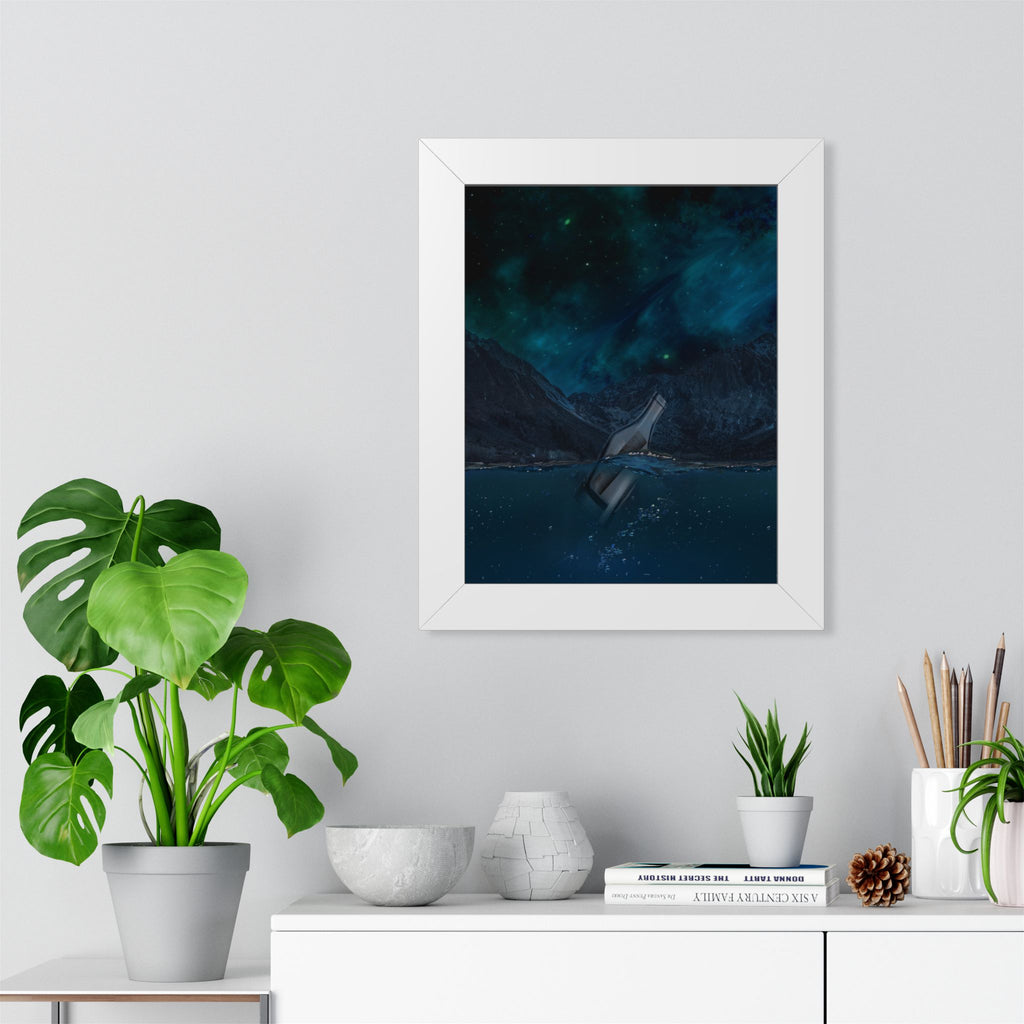 Message in a Bottle Framed Poster - Mystical Ocean Wall Art
