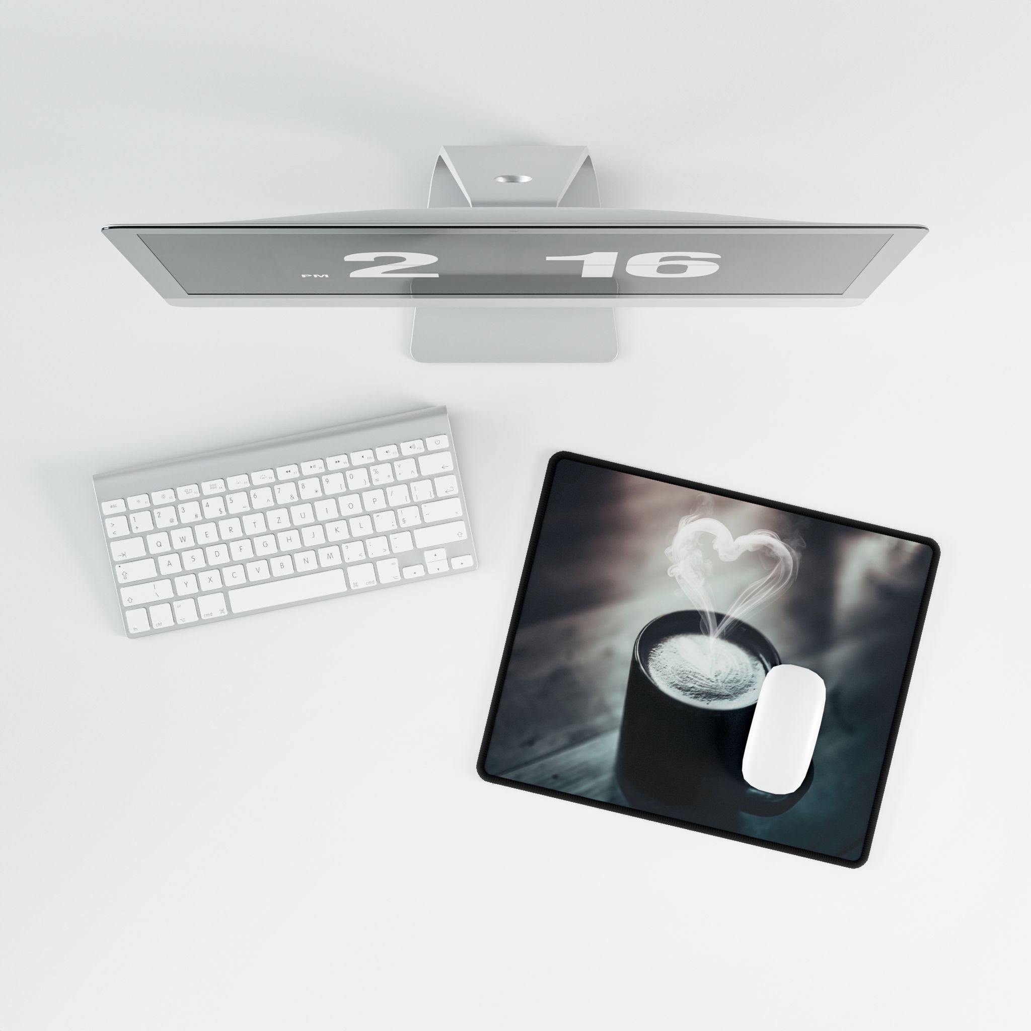 Coffee Love Latte Heart Desk Mat - Cafe Aesthetic Mouse Pad