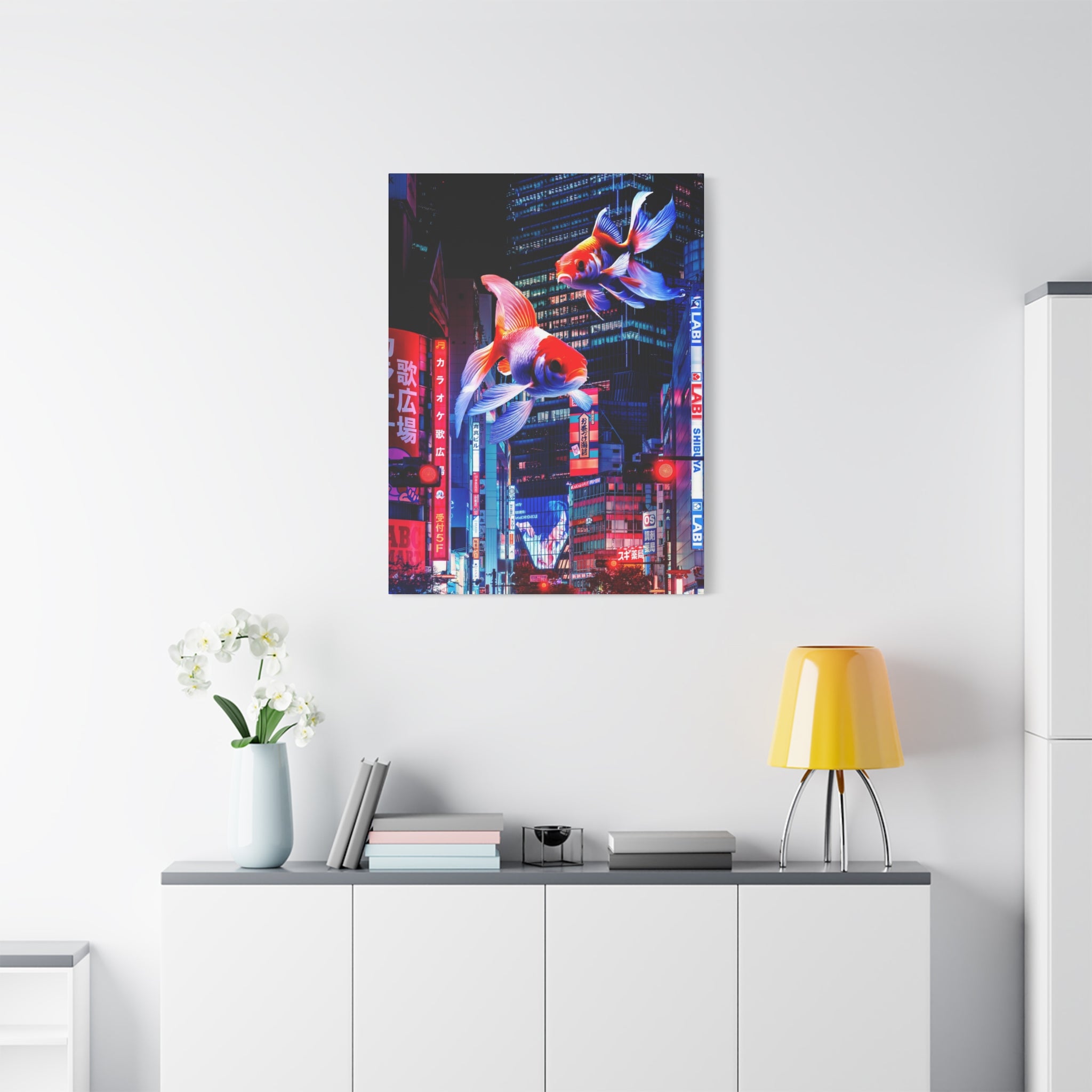Japanese City Punk FX.2 Canvas Wall Art - Neon Japan Cyberpunk Street