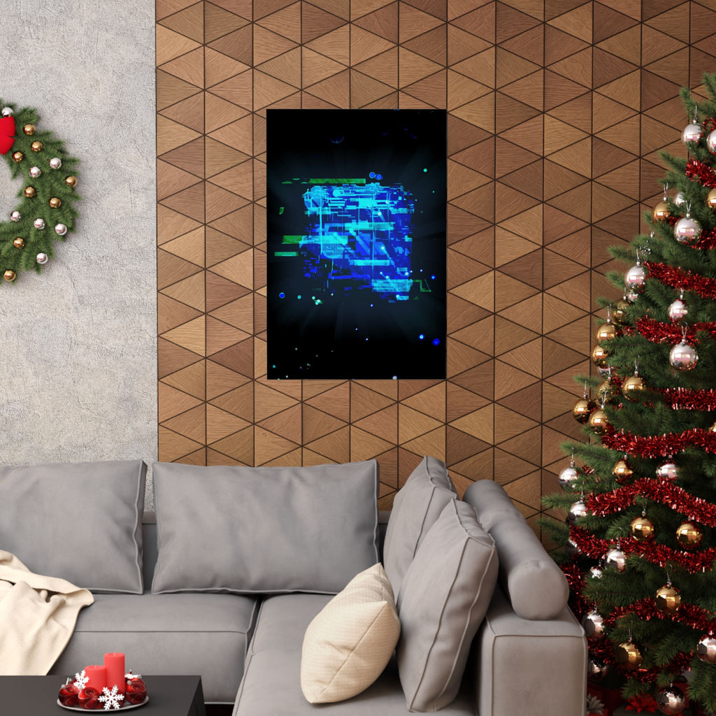 Vibrant Data Cube Matte Vertical Poster - Stunning Digital Art for Home Decor